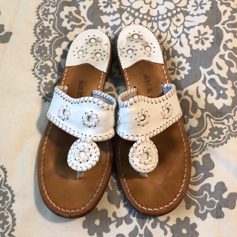 Jack Rogers white leather sandals 8N